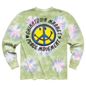Chinatown Market Tee Smiley Tie Dye Peace Movement Long Sleeve Size Medium